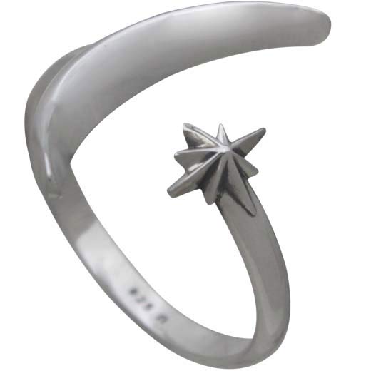 Adjustable Moon and Star Ring