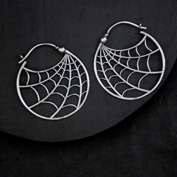 Spiderweb Hoop Sterling Silver Earrings