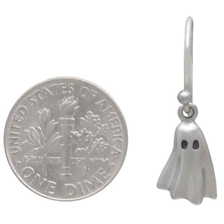 Ghost 3D Hanging Earrings Sterling Silver