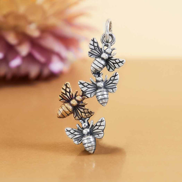 Mixed Metal Bee Cluster Charm