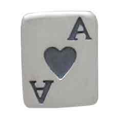 Silver Ace of Hearts Playing Card Post Earrings