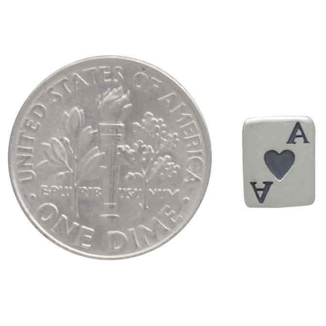 Silver Ace of Hearts Playing Card Post Earrings