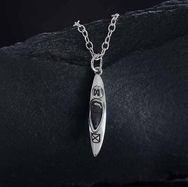 Sterling Silver 18" Inch Kayak Charm Necklace