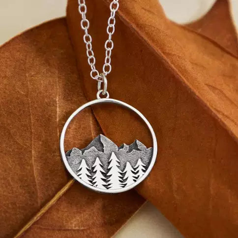 Sterling Silver 18 Inch Large Tree and Mountain