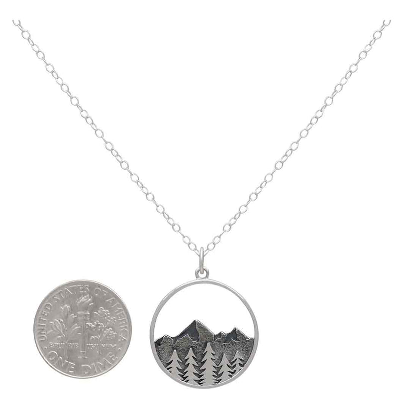 Sterling Silver 18 Inch Large Tree and Mountain