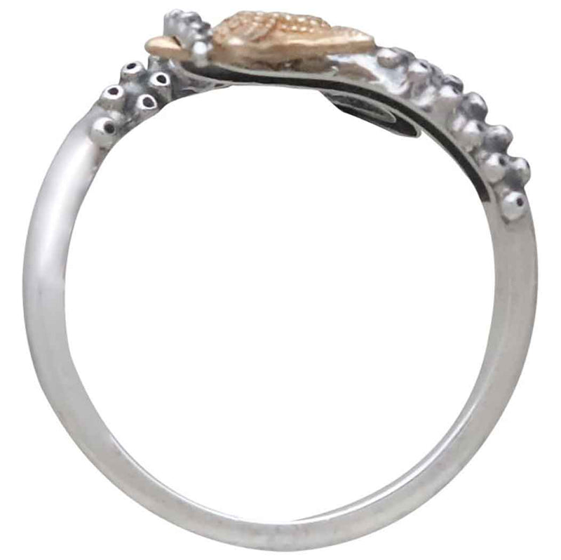 Sterling Silver Adjustable Octopus Ring with Bronze Starfish
