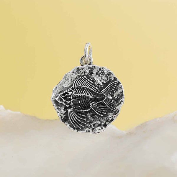Sterling Silver Angler Fish Fossil Pendant