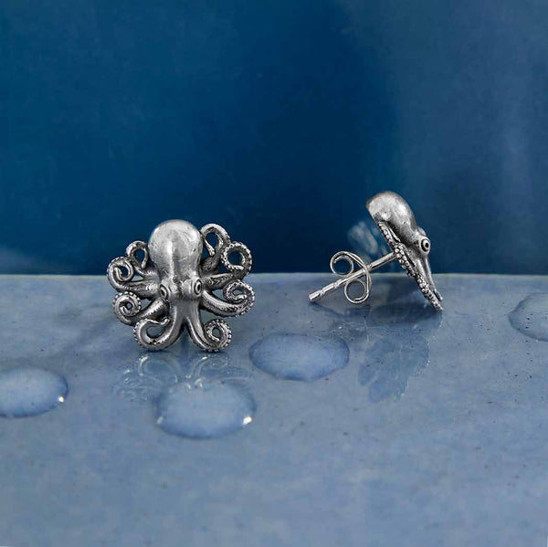 Sterling Silver Baby Octopus Post Earrings