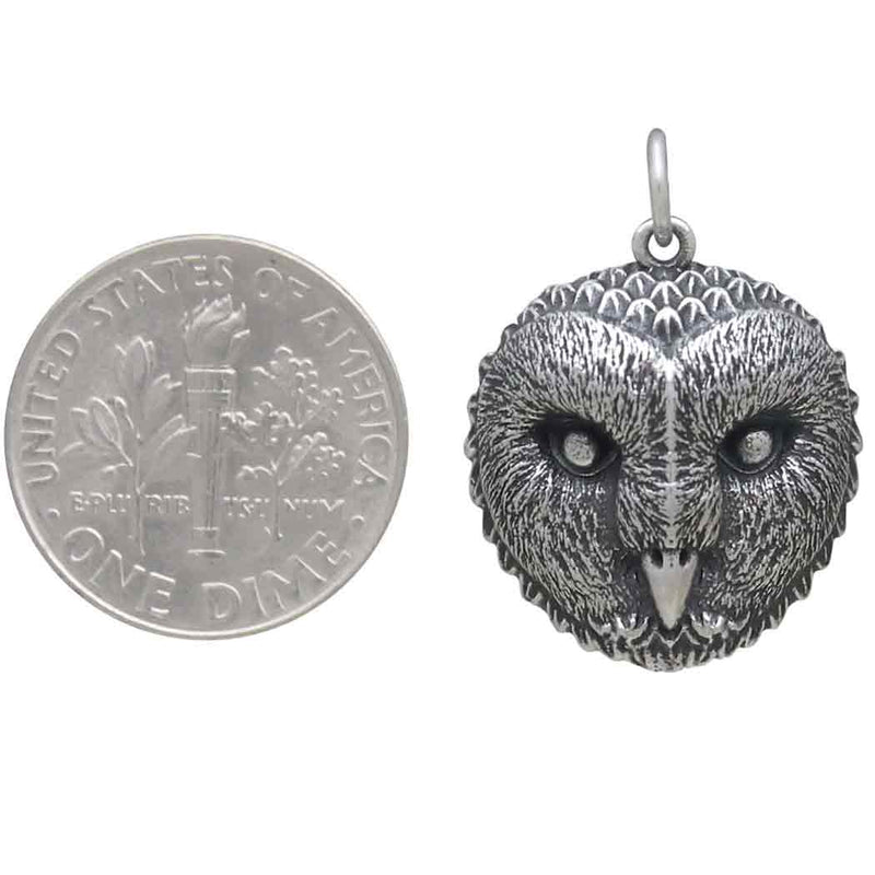 Sterling Silver Barn Owl Face Charm
