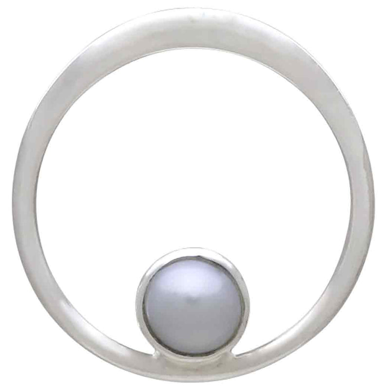 Sterling Silver Circle Post Earrings with Pearl