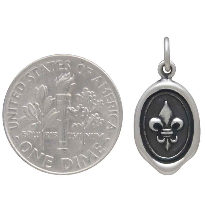 Sterling Silver Fleur de Lys Wax Seal Coin Charm