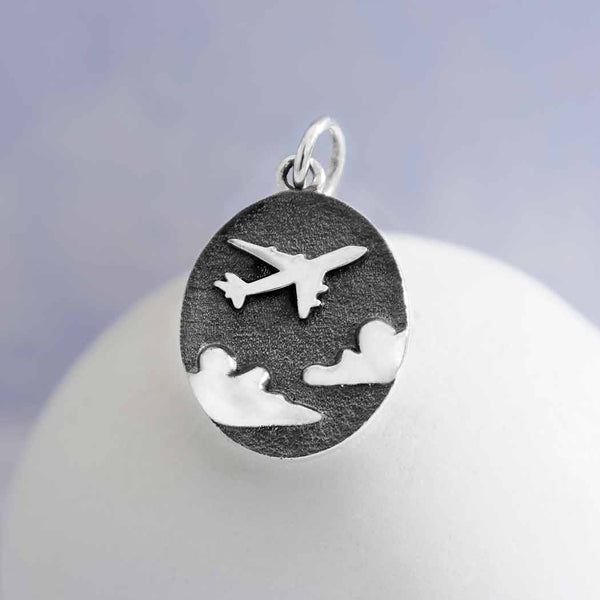 Sterling Silver Flying Airplane Pendant - Poppies Beads N' More