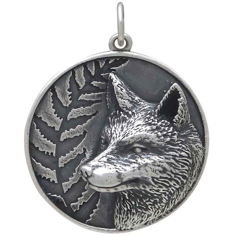 Sterling Silver Fox and Fern Pendant