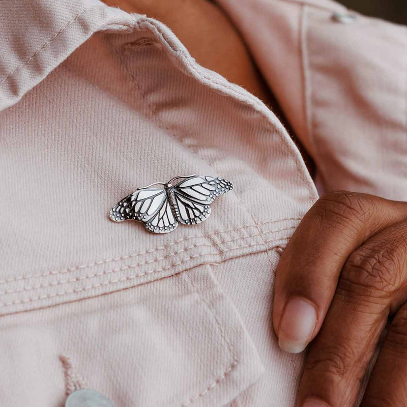 Sterling Silver Monarch Butterfly Brooch