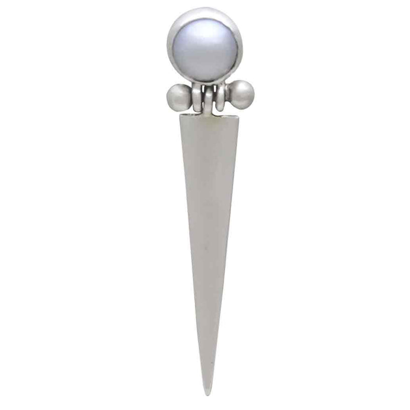Sterling Silver Pearl Post Earrings with Hinged Spike
