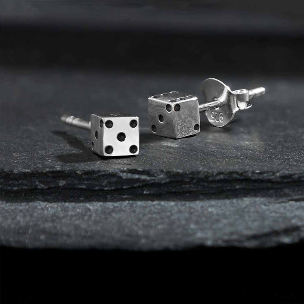 Sterling Silver Tiny Dice Stud Earrings