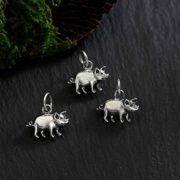 Sterling Silver Tiny Pig Charm
