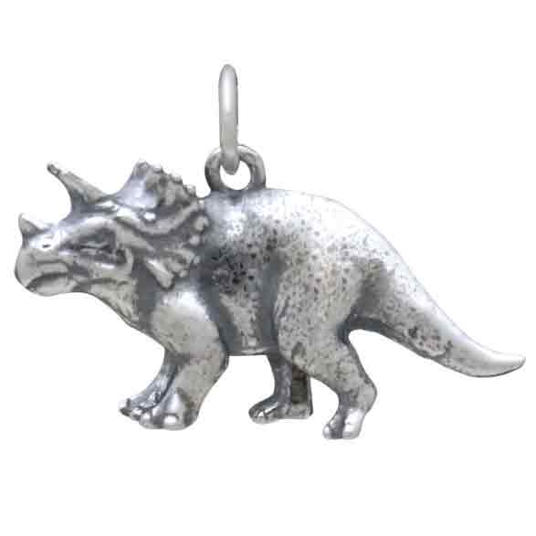 Sterling Silver Triceratops Dinosaur Charm