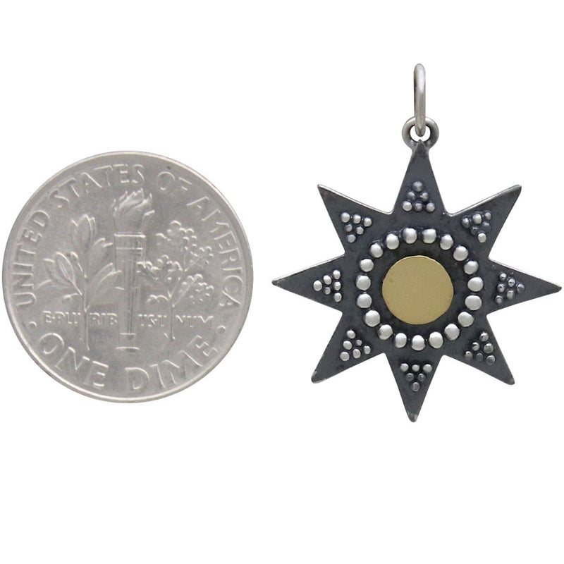 Mixed Metal Sun Pendant with Granulation and Bronze - Poppies Beads n' More