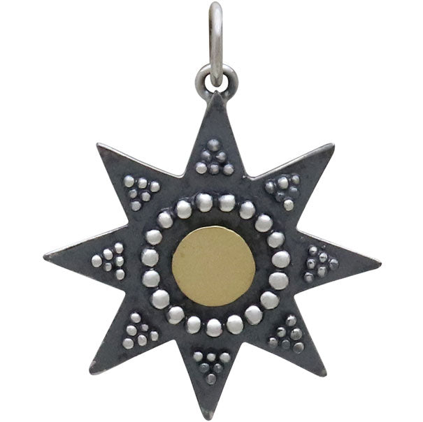 Mixed Metal Sun Pendant with Granulation and Bronze - Poppies Beads n' More