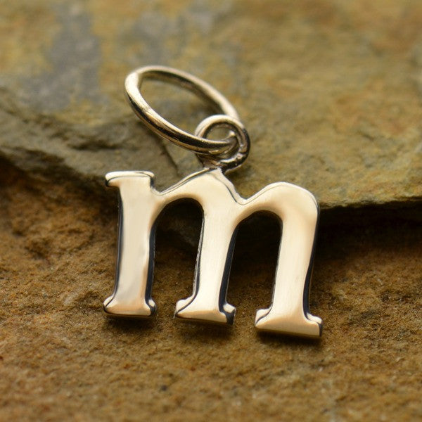 Sterling Silver Lowercase Typewriter Letter Charm - Poppies Beads n' More