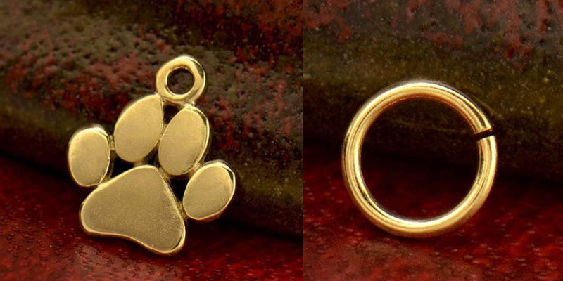 14K Gold Paw Print Charm - Poppies Beads n' More