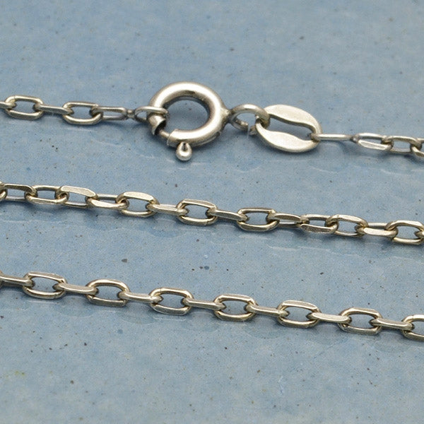 Sterling Silver Faceted Oval Cable Chain - Poppies Beads n' More