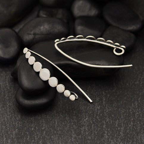 Sterling Silver Ear Hooks with Flat Graduated Dots - Poppies Beads n' More