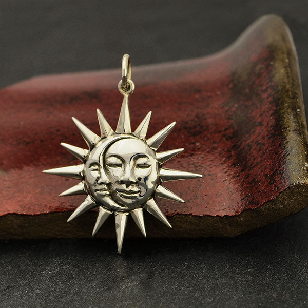 Moon and Sun Pendant with Faces - Poppies Beads n' More