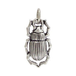 Sterling Silver Beetle Charm - Bug Charm - Poppies Beads n' More