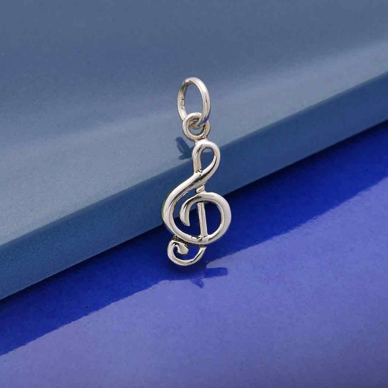Sterling Silver Treble Clef Music Charm - Poppies Beads n' More