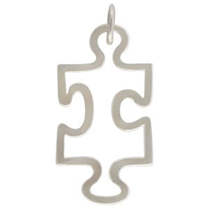 Sterling Silver Autism Awareness Puzzle Piece Charm - Poppies Beads n' More