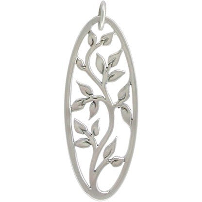 Sterling Silver Oval Tree of Life Pendant - Poppies Beads n' More