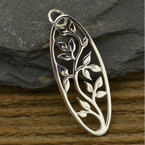 Sterling Silver Oval Tree of Life Pendant - Poppies Beads n' More