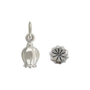 Sterling Silver Poppy Pod Charm - Poppies Beads n' More