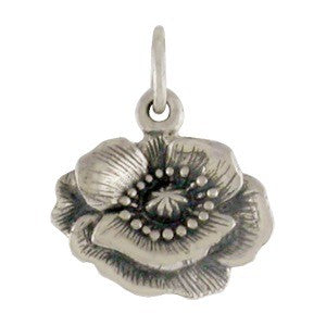 Sterling Silver Poppy Charm - Poppies Beads n' More