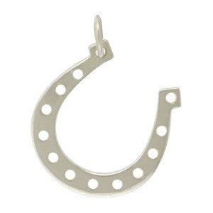 Large Sterling Silver Lucky Horseshoe Charm - Poppies Beads n' More