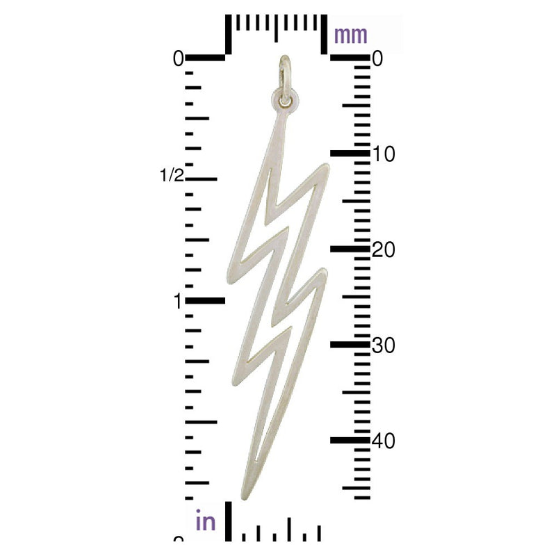 Sterling Silver Lightning Bolt Charm - Openwork - Poppies Beads n' More