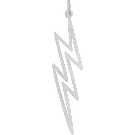 Sterling Silver Lightning Bolt Charm - Openwork - Poppies Beads n' More
