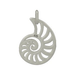 Sterling Silver Openwork Nautilus Charm - Poppies Beads n' More