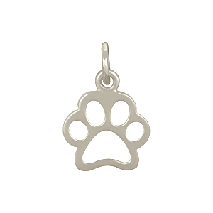 Sterling Silver Openwork Paw Print Charm - Poppies Beads n' More