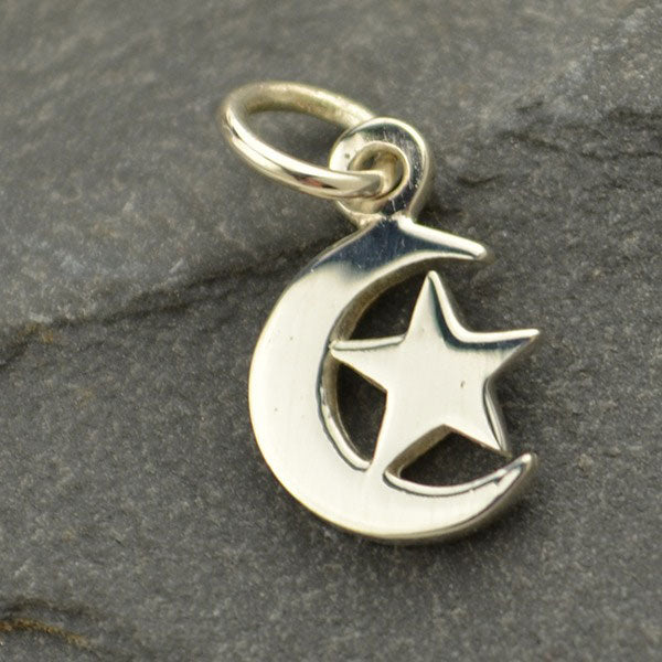 Sterling Silver Moon and Star Charm - Poppies Beads n' More