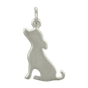 Sterling Silver Silhouetted Puppy Charm - Poppies Beads n' More