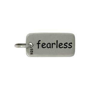 Sterling Silver Word Charm: Fearless - Poppies Beads n' More