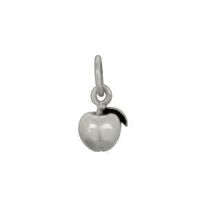 Tiny Sterling Silver Apple Charm - Poppies Beads n' More