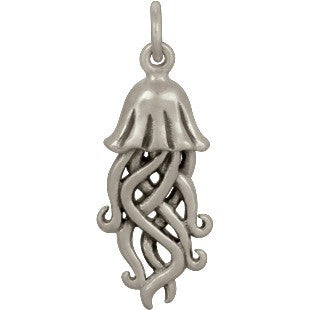 Sterling Silver Jellyfish Charm - Beach Charm - Poppies Beads n' More