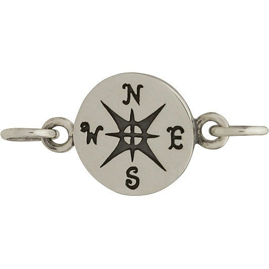 Sterling Silver Compass Charm Link - Poppies Beads n' More
