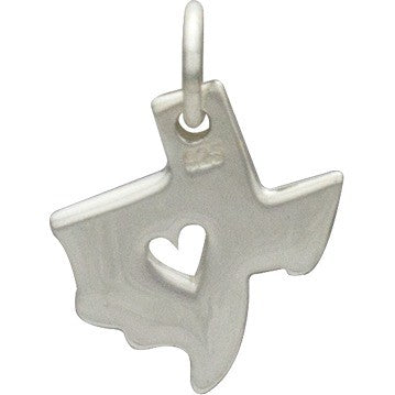 Texas State Charm with Heart Cutout - Poppies Beads n' More
