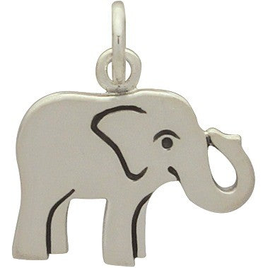 Sterling Silver Flat Plate Baby Elephant Charm - Poppies Beads n' More