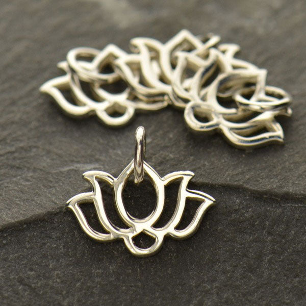 Tiny Wide Lotus Flower Charm - Poppies Beads n' More